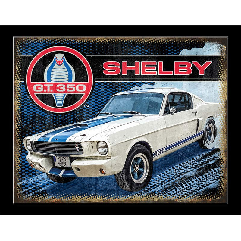 Fém tábla Shelby Cobra GT 350 white 40 cm x 32 cm