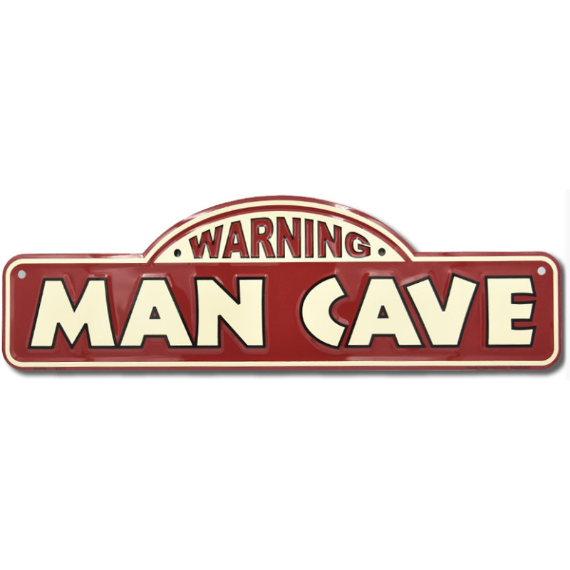 Fém tábla Warning Man Cave 46 cm x 14 cm