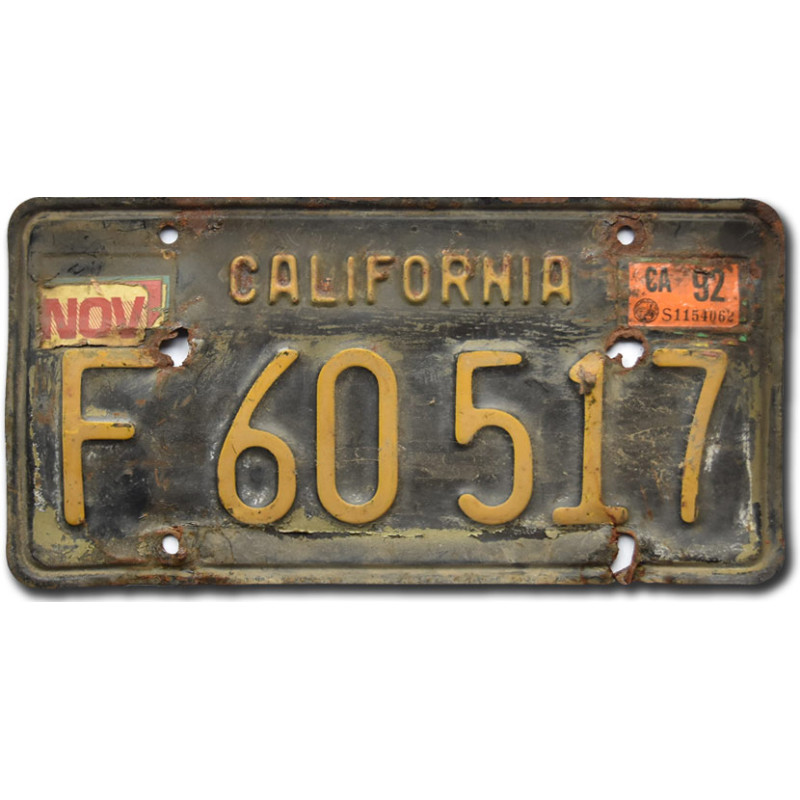 Amerikai rendszám California 1963 Black F 60 517