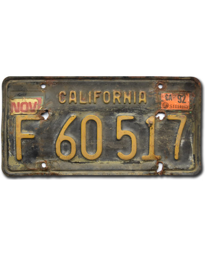 Amerikai rendszám California 1963 Black F 60 517