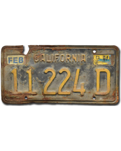 Amerikai rendszám California 1963 Black 11 224 D