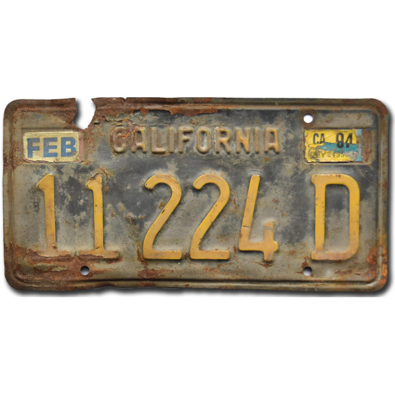 Amerikai rendszám California 1963 Black 11 224 D