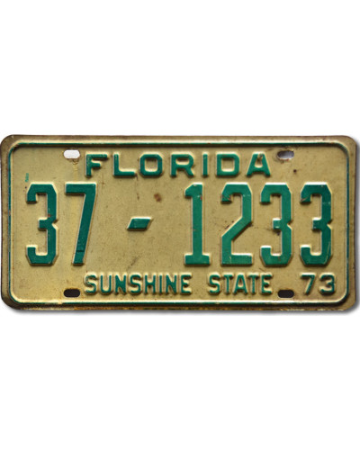 Amerikai rendszám Florida 1973 Sunshine Green 37-1233