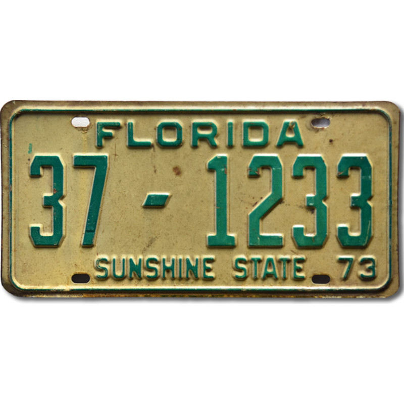 Amerikai rendszám Florida 1973 Sunshine Green 37-1233