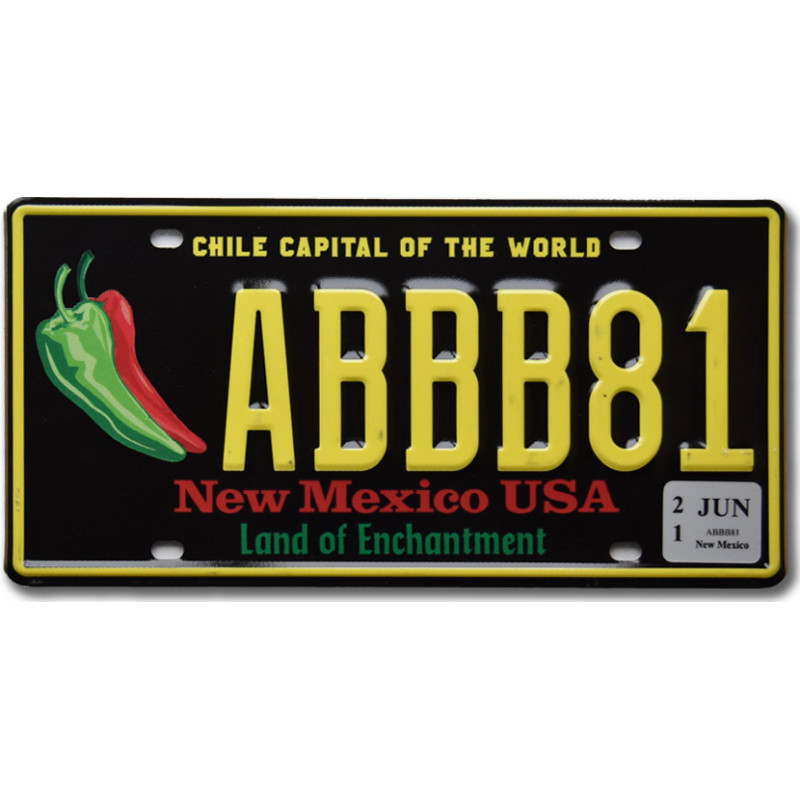 Amerikai rendszám New Mexico Chile Capital ABBB81