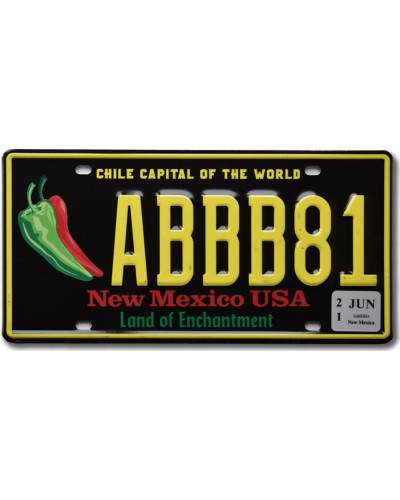 Amerikai rendszám New Mexico Chile Capital ABBB81