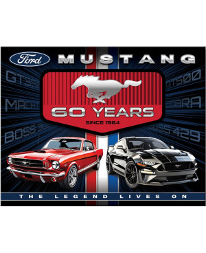 Plechová cedule Ford Mustang 60 Years 40 cm x 32 cm