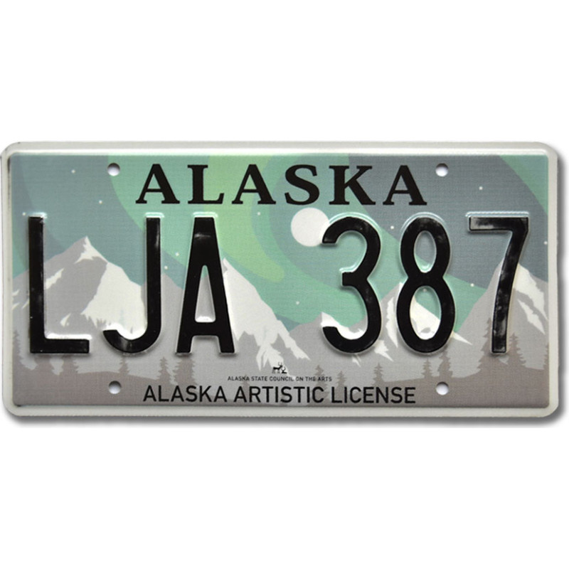 Amerikai rendszám Alaska Aurora Borealis LJA 387