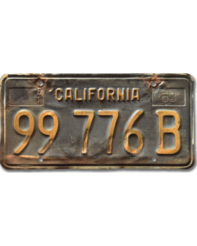 Amerikai rendszám California 1963 Black 99 776B