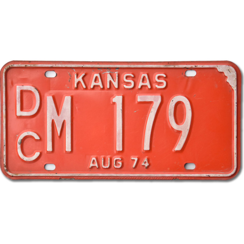 Amerikai rendszám Kansas 1974 Vintage Red DCM 179