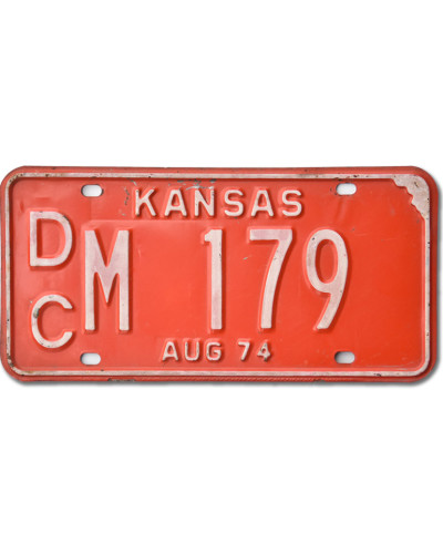 Amerikai rendszám Kansas 1974 Vintage Red DCM 179