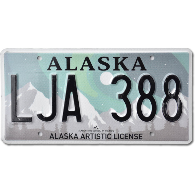 Amerikai rendszám Alaska Aurora Borealis LJA 388