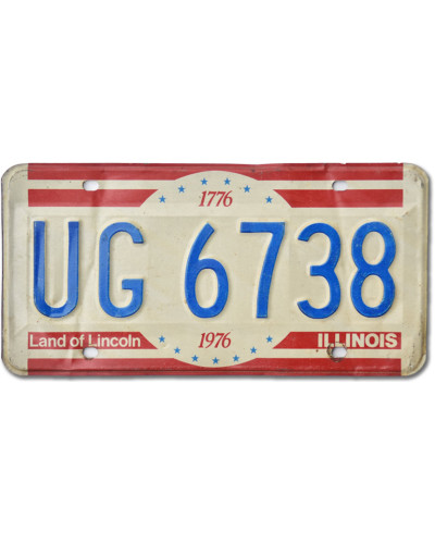 Amerikai rendszám Illinois 1976 Land of Lincoln UG 6738