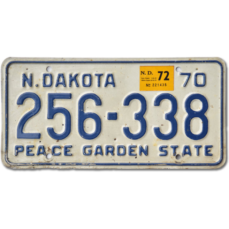 Amerikai rendszám North Dakota 1970 Peace Garden 256-338