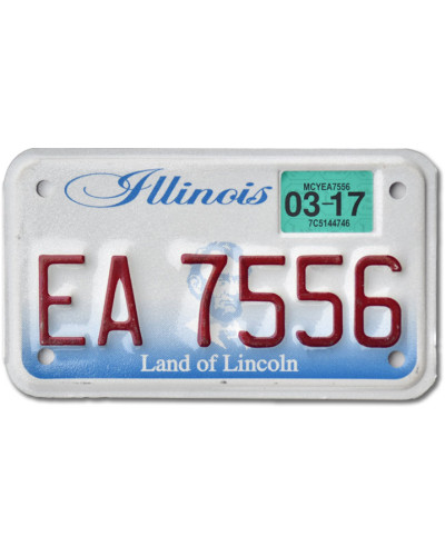 Motoros amerikai rendszám Illinois Land of Lincoln EA 7556