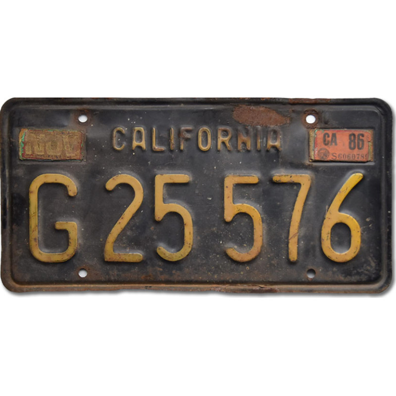 Amerikai rendszám California 1963 Black G 25 576