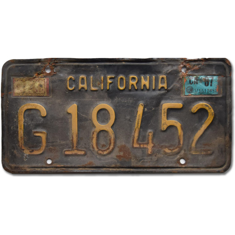 Amerikai rendszám California 1963 Black G 18452