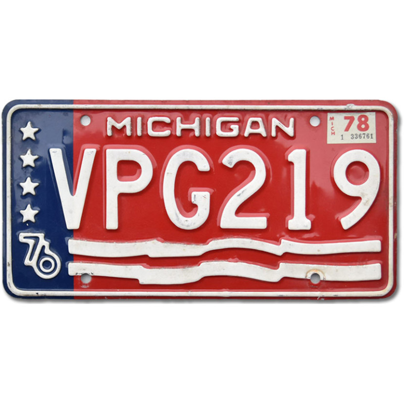 Amerikai rendszám Michigan 1976 Stars VPG219