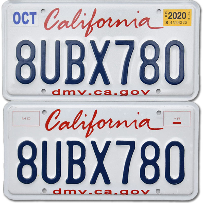 Amerikai rendszám California 8UBX780 pár