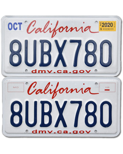 Amerikai rendszám California 8UBX780 pár