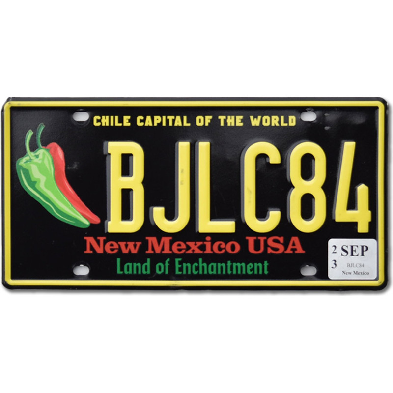 Amerikai rendszám New Mexico Chile Capital BJLC84