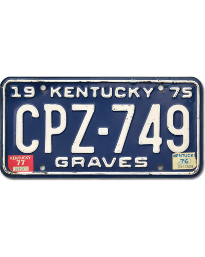 Amerikai rendszám Kentucky Blue 1975 Graves CPZ-749