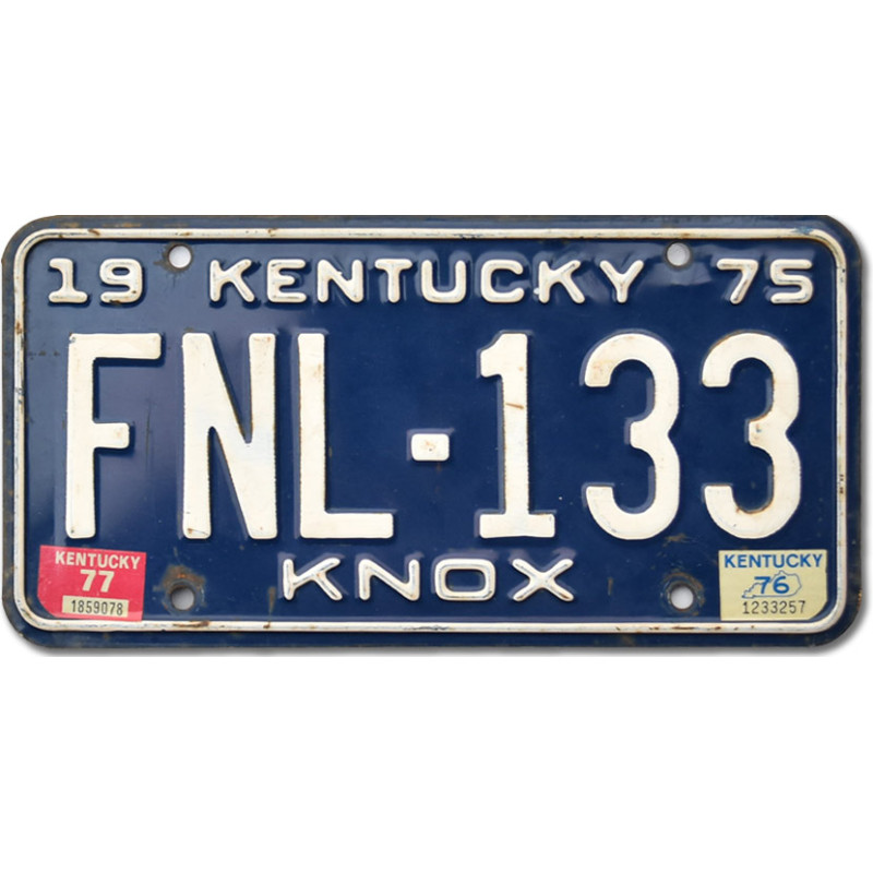 Amerikai rendszám Kentucky Blue 1975 Knox FNL-133