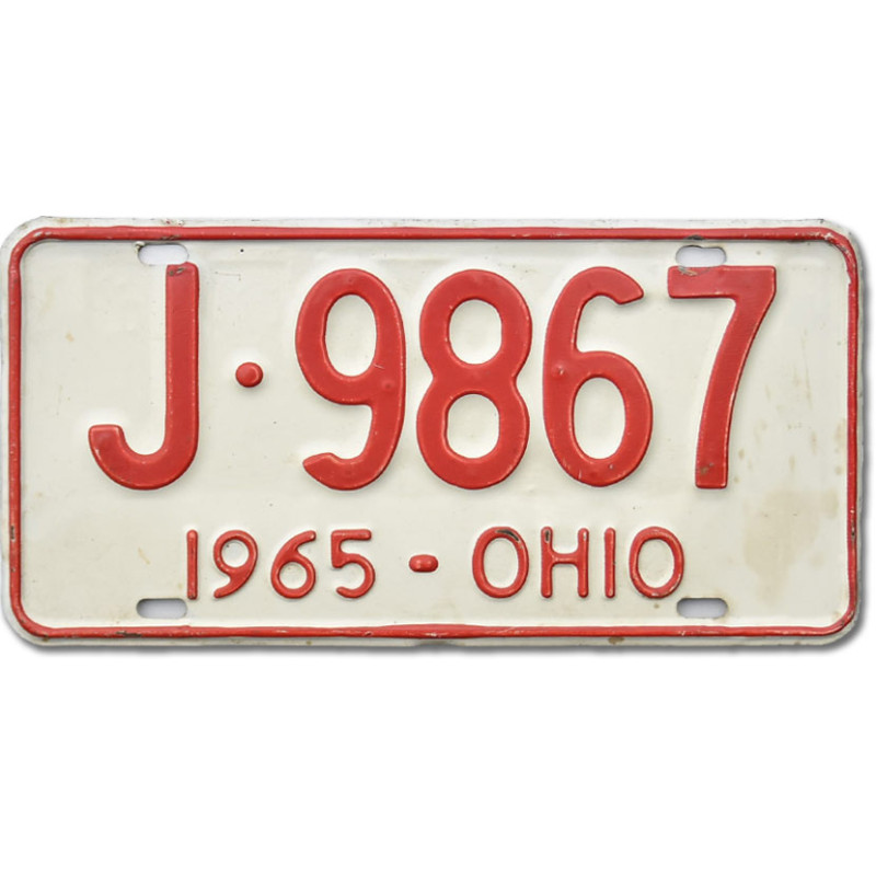 Amerikai rendszám Ohio 1965 White J-9867