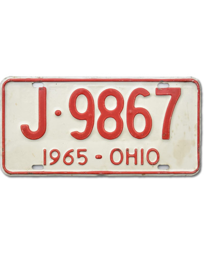 Amerikai rendszám Ohio 1965 White J-9867