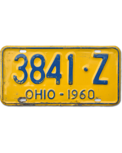 Amerikai rendszám Ohio 1960 Yellow 3841-Z