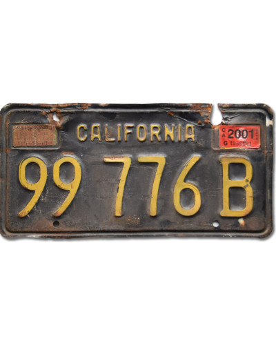 Amerikai rendszám California 1963 Black 99 776 B