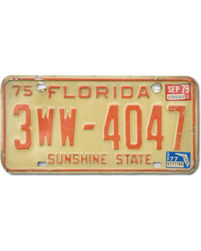 Amerikai rendszám Florida 1975 Sunshine State 3WW-4047