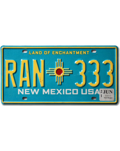 Amerikai rendszám New Mexico Blue RAN 333