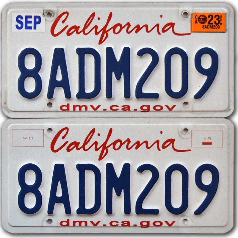 Amerikai rendszám California 8ADM209 pár