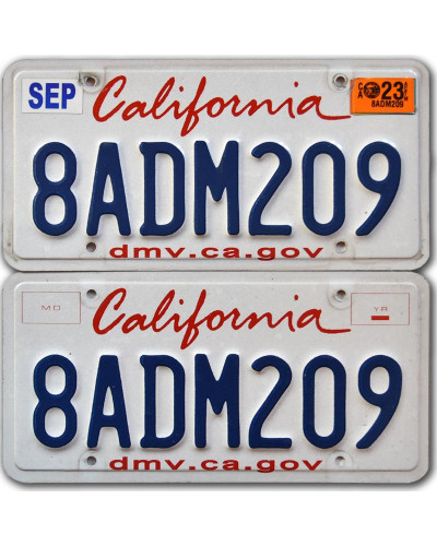 Amerikai rendszám California 8ADM209 pár