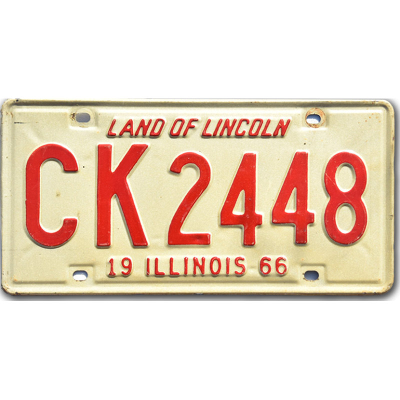 Amerikai rendszám Illinois 1966 Land of Lincoln CK 2448