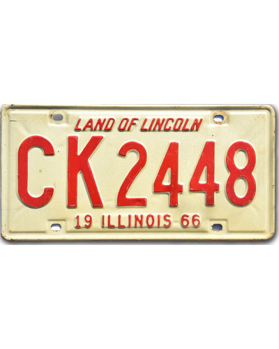 Amerikai rendszám Illinois 1966 Land of Lincoln CK 2448